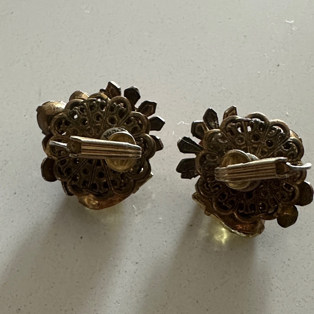 Miriam Haskell Gemstone Statement Earrings - image 3